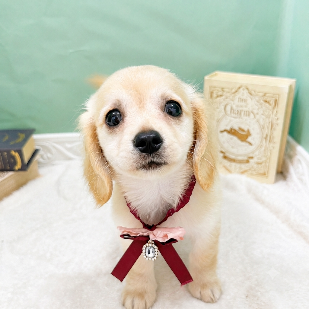 石川県のチワックス(チワワ×ダックス) (犬の家＆猫の里アミーゴ金沢有松店/2026年6月8日生まれ/女の子/クリーム)の子犬の1枚目の画像