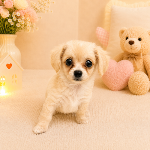愛知県のチワックス(チワワ×ダックス) (犬の家＆猫の里豊川インター店/2026年5月1日生まれ/男の子/クリームホワイト)の子犬の1枚目の画像