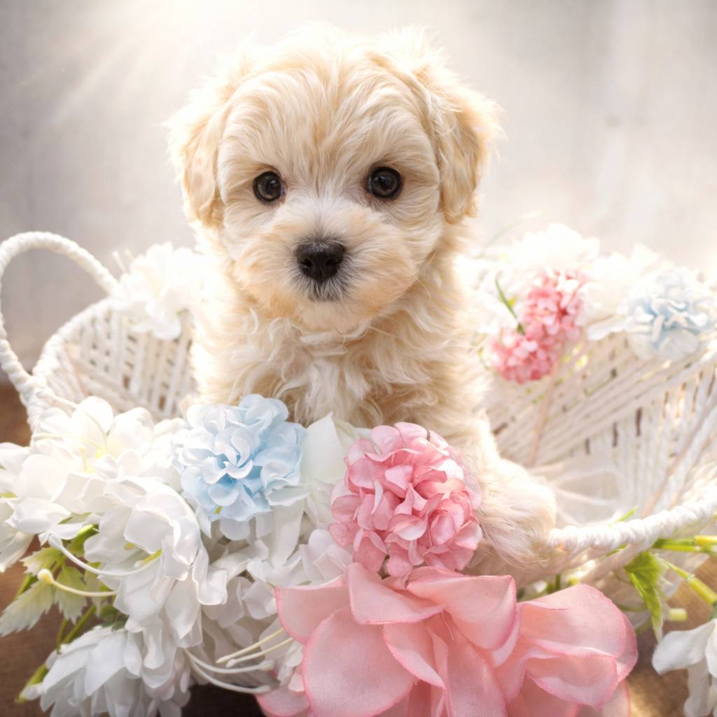 石川県のマルプー(マルチーズ×プードル) (犬の家＆猫の里アミーゴ金沢有松店/2026年2月3日生まれ/男の子/クリーム)の子犬の3枚目の画像