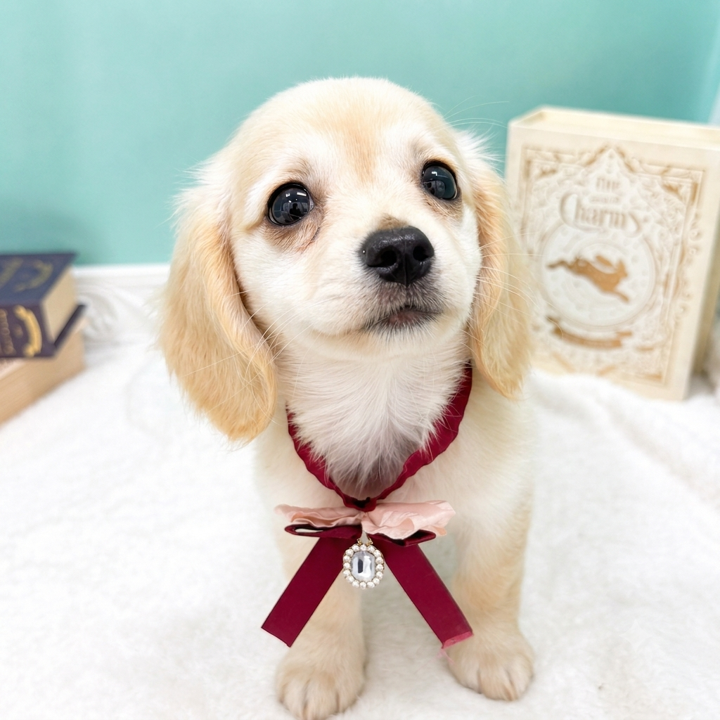 石川県のチワックス(チワワ×ダックス) (犬の家＆猫の里アミーゴ金沢有松店/2026年6月8日生まれ/女の子/クリーム)の子犬の3枚目の画像