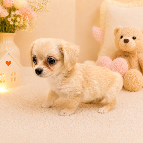 愛知県のチワックス(チワワ×ダックス) (犬の家＆猫の里豊川インター店/2026年5月1日生まれ/男の子/クリームホワイト)の子犬の4枚目の画像