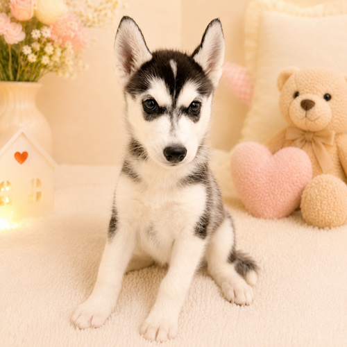 愛知県のシベリアンハスキー (犬の家＆猫の里豊川インター店/2026年5月2日生まれ/女の子/ブラックホワイト)の子犬の4枚目の画像