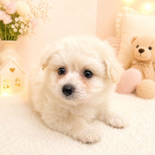 愛知県のポメプー(ポメラニアン×プードル) (犬の家＆猫の里豊川インター店/2026年5月3日生まれ/女の子/クリーム)の子犬の4枚目の画像