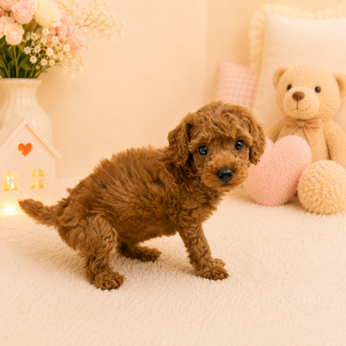 愛知県のトイプードル(トイ) (犬の家＆猫の里豊川インター店/2026年5月5日生まれ/男の子/レッド)の子犬の4枚目の画像