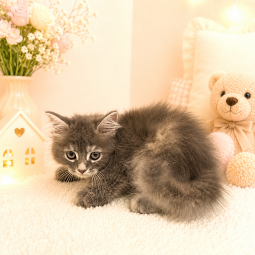 愛知県のラガマフィン (犬の家＆猫の里豊川インター店/2026年5月2日生まれ/女の子/ブルーパッチドタビー)の子猫の4枚目の画像