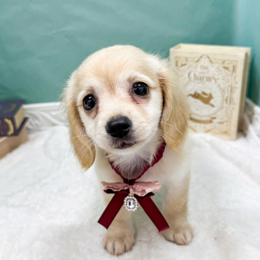 石川県のチワックス(チワワ×ダックス) (犬の家＆猫の里アミーゴ金沢有松店/2026年6月8日生まれ/女の子/クリーム)の子犬の4枚目の画像